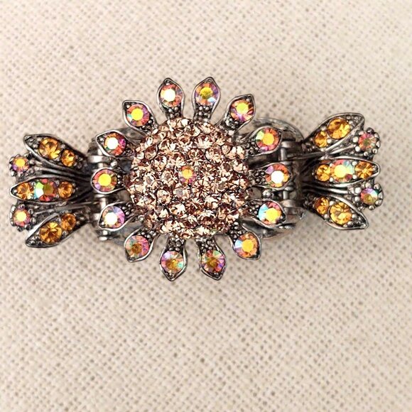 Soho crystal and metal sunflower hair clip - Picture 2 of 8